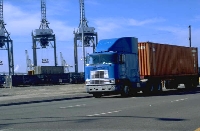 Photo of a truck at a port